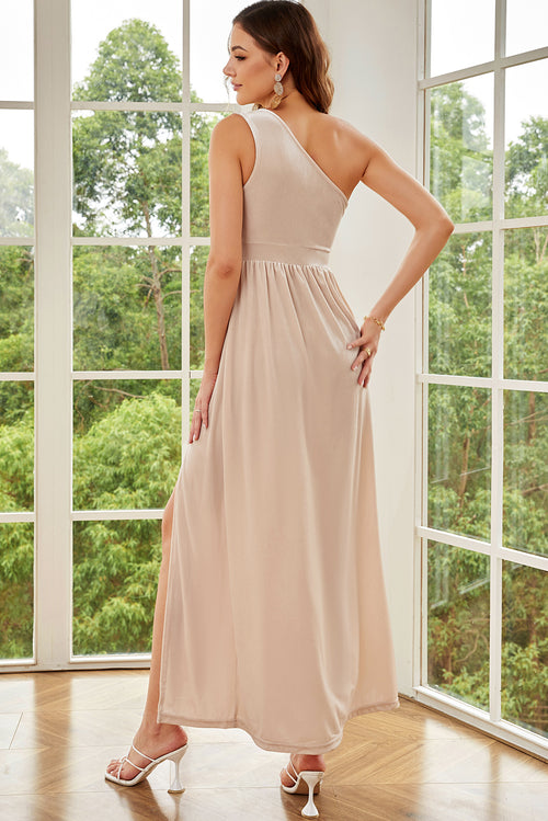 One-Shoulder Split Sleeveless Dress: Timeless Elegance