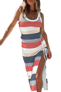 Stripe Colour Block Ribbed Dress: Versatile Elegance