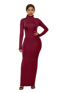 Elegant Maxi Dress with Mock Neck Sophistication