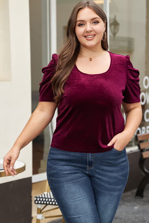 Enchanting Burgundy Velvet Elegance: Plus Size Romance