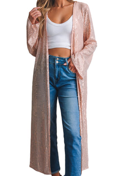 Mystical Sparkle: Enchanted Rose Sequined Kimono