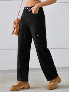 Effortlessly Chic Drawstring Cargo Jeans for All!