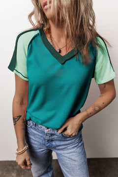 Luxe Comfort: Colour Block V-Neck Tee