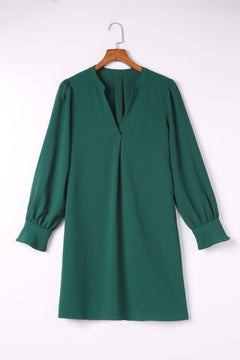 Elegant Green Shirt Dress with Ruffled Sleeves