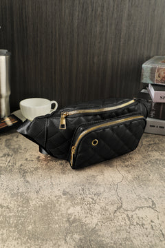 Black Rhombus Pattern Waist Bag: A Noble Accessory