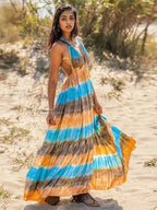 Tie-Dye Elegance: Halter Neck Dress