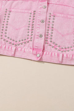 Pink Rivet Studded Denim Jacket: Stand out 💖