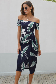 Refined Elegance Black Pattern Midi Dress