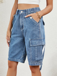 Retro Charm High Waist Denim Shorts