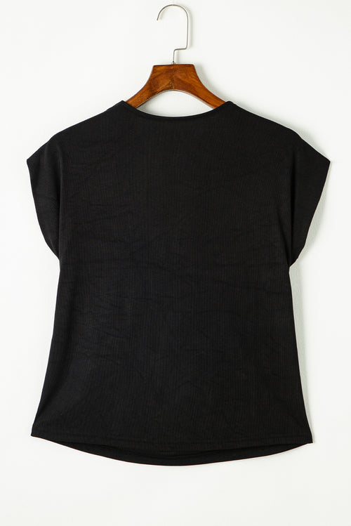 Chic Black Bat Sleeve Cowl Neck Tee 🖤