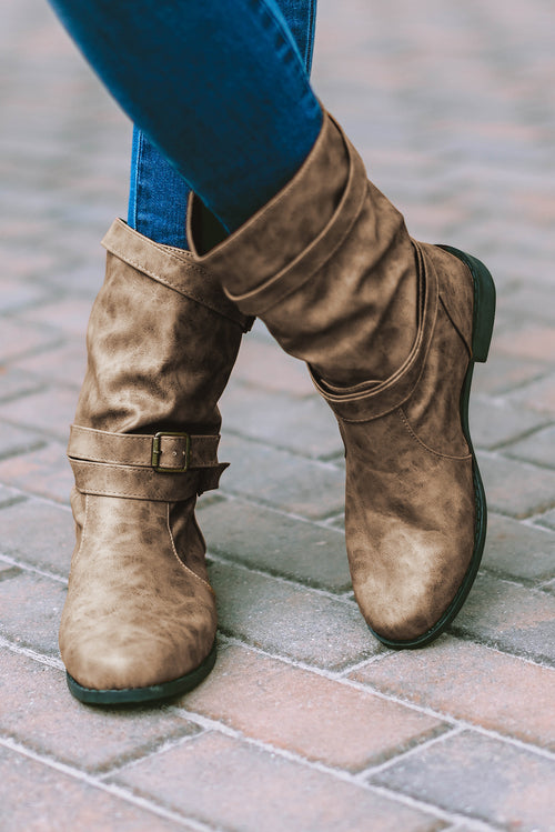 Opulent Chestnut Elegance Buckle Boots: Luxe Perfection