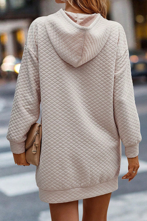 Sophisticated Parchment Quilted Hooded Dress