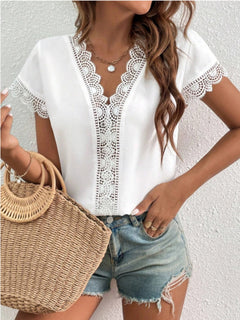 Chic Lace V-Neck Blouse - Elegance Redefined!