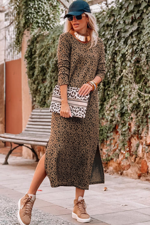 Leopard Grandeur Long Sleeve Dress