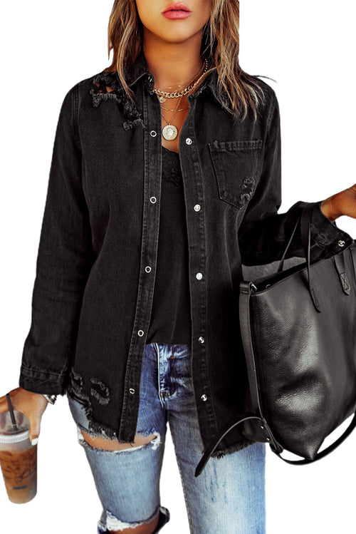 Denim Delight Distressed Shirt: Elevate Your Style