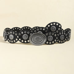 Chic Oval PU Belt: A Gentle Waist Adornment.