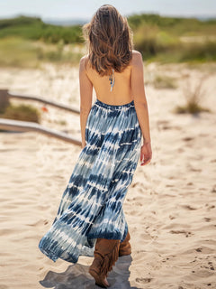 Tie-Dye Elegance: Halter Neck Dress