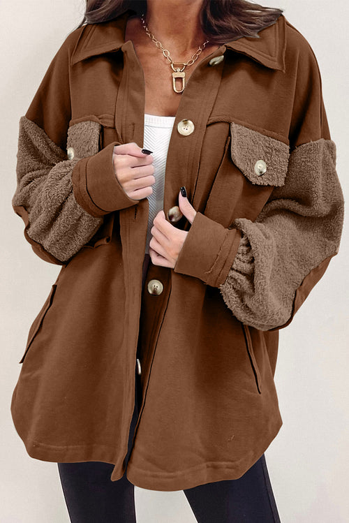 Chestnut Elbow Patch Retro Shacket Delight