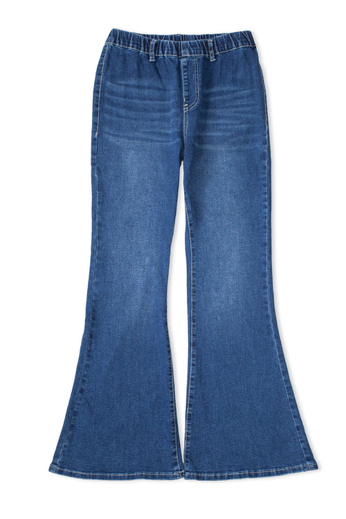 Blue Elastic Flare Jeans: Trendy & Comfortable