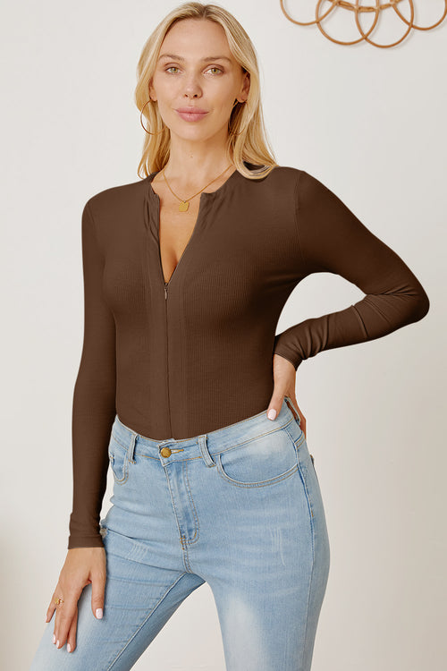 Luxurious Zip-Up Bodysuit: Elegant Sophistication