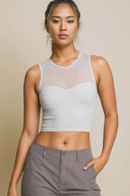 Radiant Ribbed Mesh Elegance Tank