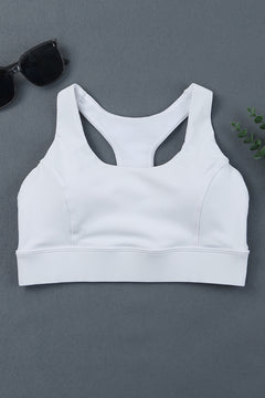 White Athletic Push Up Racerback Sports Bra