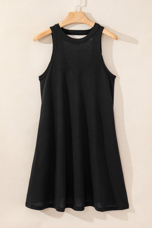 Gray Crisscross Cut-out Back Knit Sleeveless Dress