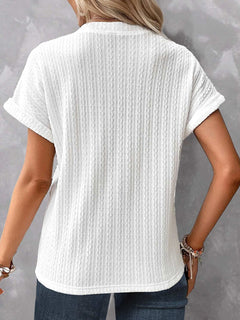 Textured Notched Elegance Blouse