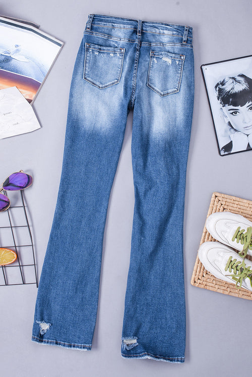 Blue Distressed Flare Jeans: Elevate your denim!