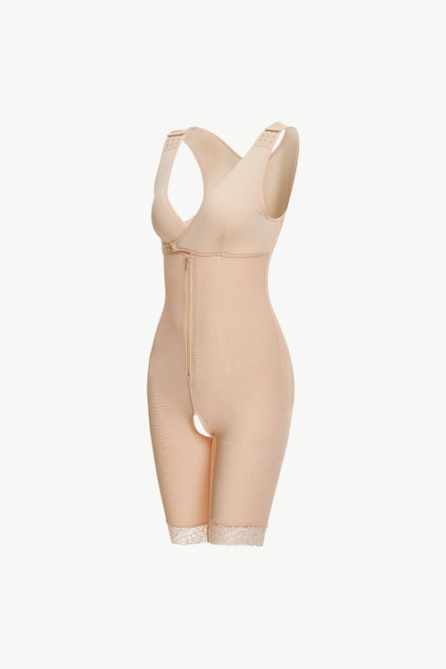 Elegant Lace Trim Zipper Shapewear for All