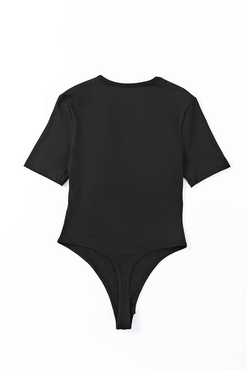 Elegant Black High Cut Bodysuit