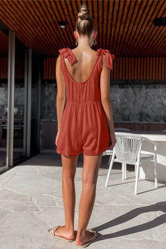 Chic Summer Charm: Pocketed Tie Shoulder Romper