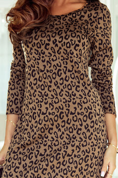 Leopard Grandeur Long Sleeve Dress