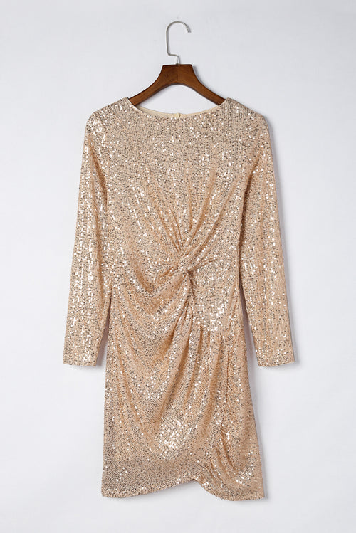 Apricot Sequin Sheath Dress: Refined Sophistication