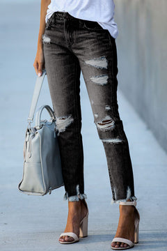 Comfy Cool Black Distressed Boyfriend Denim Pants!