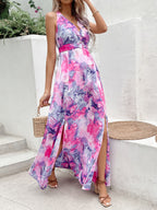 Elegant Multicolour Maxi Dress with Back Slit