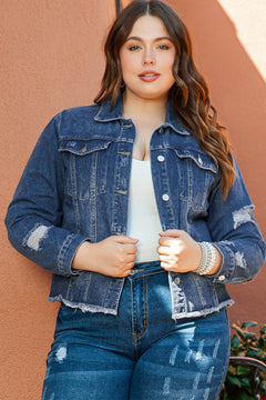 Charming Dark Blue Distressed Denim Delight