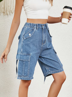 Retro Charm High Waist Denim Shorts