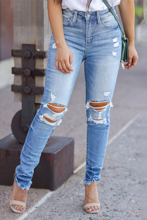 Vintage Distressed Skinny Jeans: Edgy & Stylish!