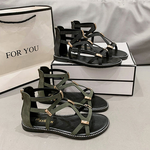 Luxury Elegance: Opulent Zip Flat Sandals