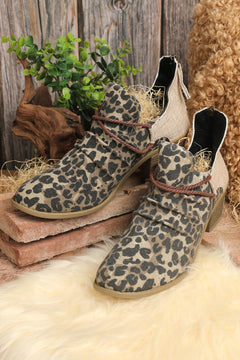 Leopard Elegance: Luxe Patchwork Heel Booties