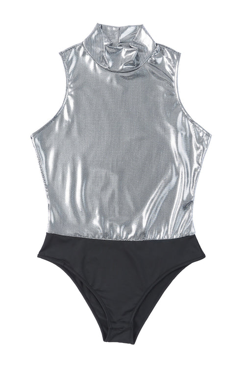 Silver Sparkle High Neck Bodysuit