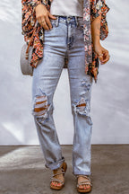 Sky Blue Acid Wash Straight Jeans: Retro Chic!