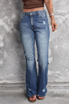 Blue Distressed Flare Jeans: Elevate your denim!