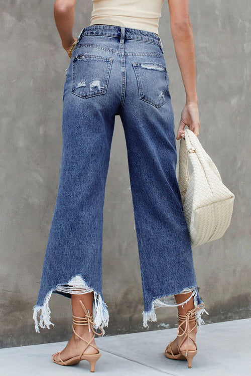 Sky Blue Distressed High Waist Jeans: Stylish!