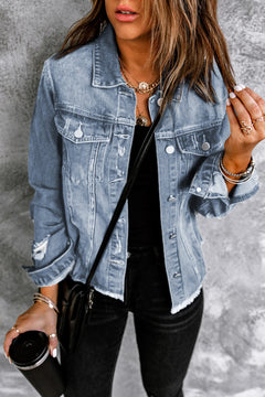 Blue Distressed Denim Jacket: Elevate Your Style!