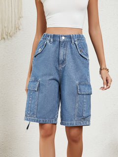 Retro Charm High Waist Denim Shorts