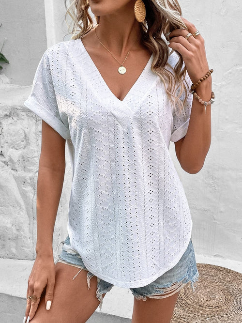 Chic Sheer V-Neck Blouse: Summer Essential! 😍