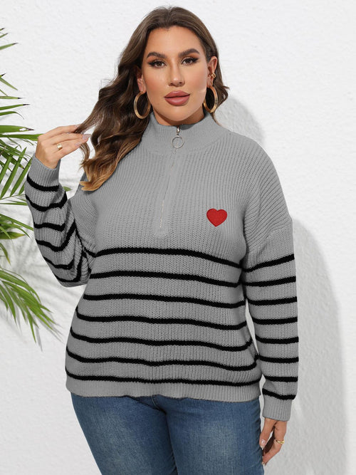 Eternal Elegance: Plus Size Striped Sweater