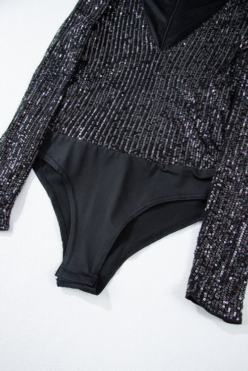 Sparkling V Neck Bodysuit: Party Ready!